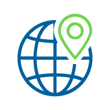 Globe with a location marker icon