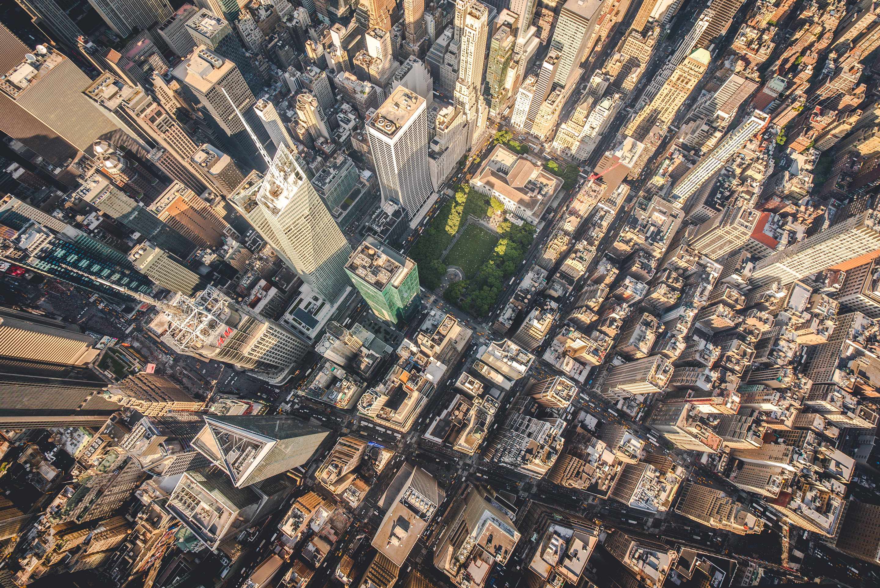 An aerial view of New York City in the United States.