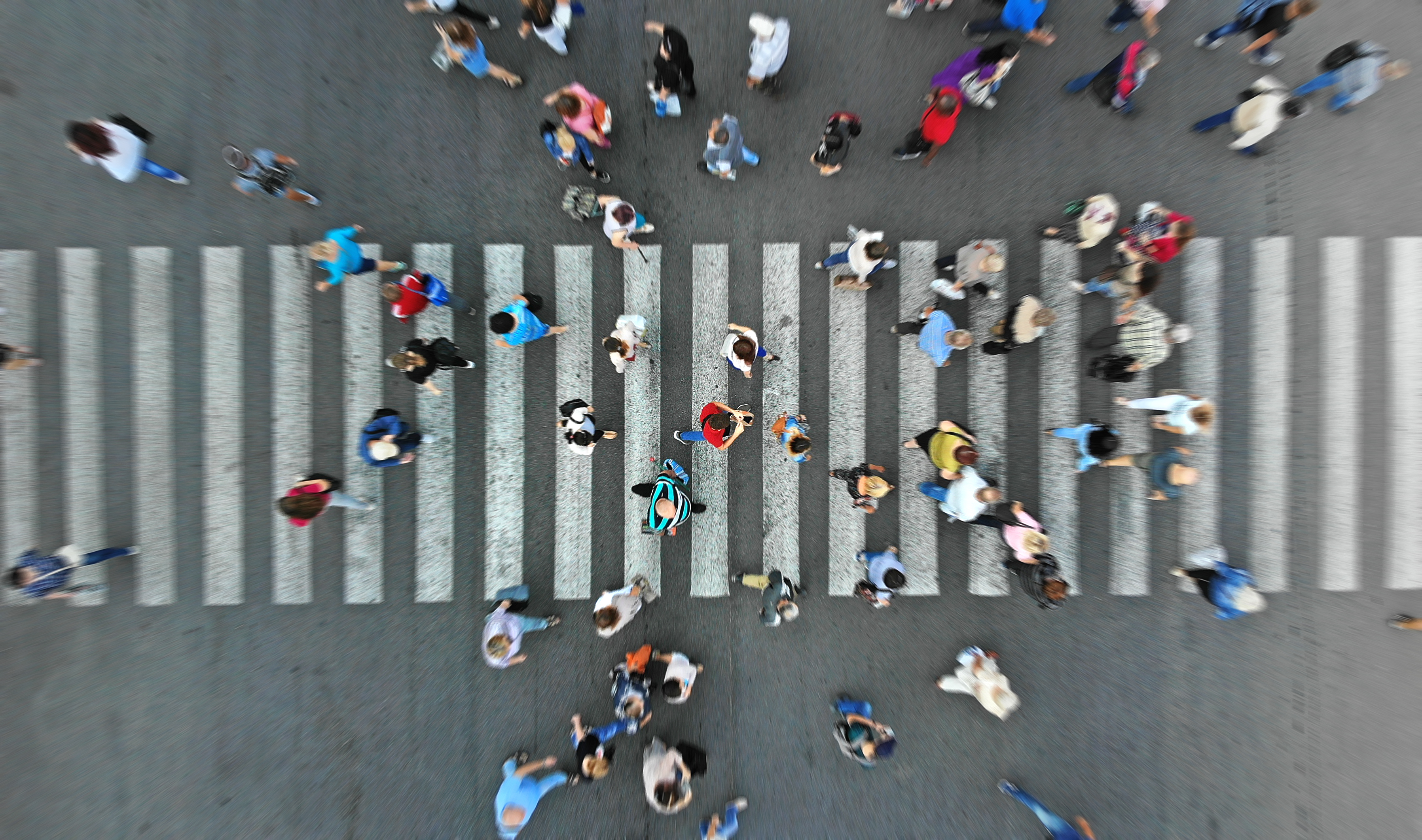 People walking in a crosswalk
