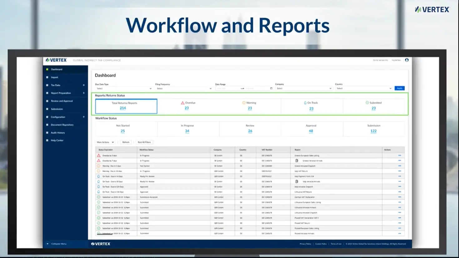 Vertex Tax Engine product features