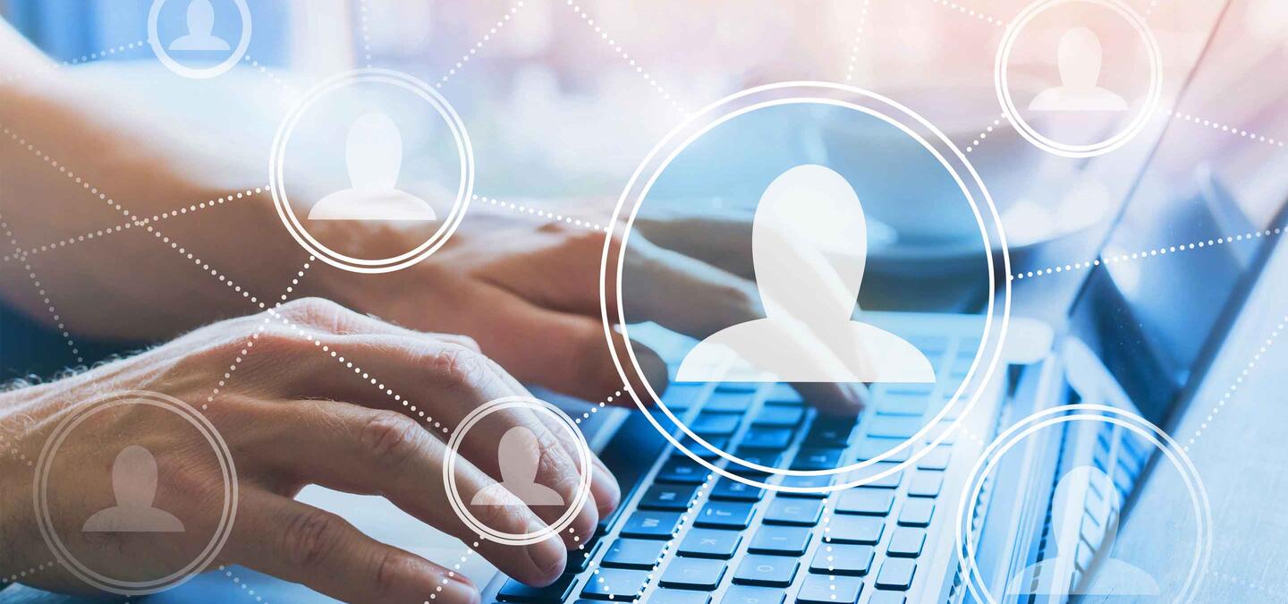 online community, hands typing on computer keyboard