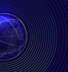 A navy globe reverberates lime-green lines to show the impact of tax determination processes on operational, global success.