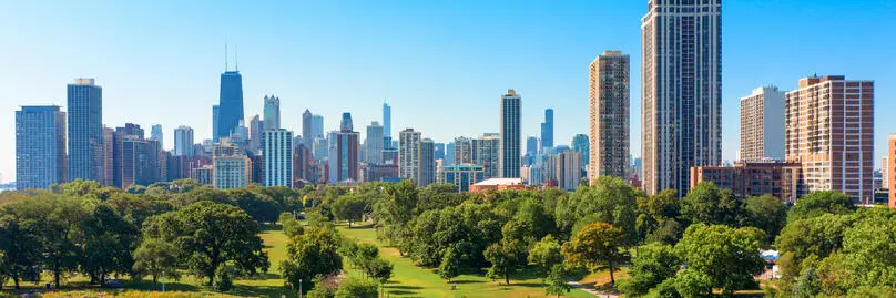 The skyline of Chicago, IL.