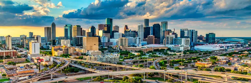 The skyline of Houston, TX.
