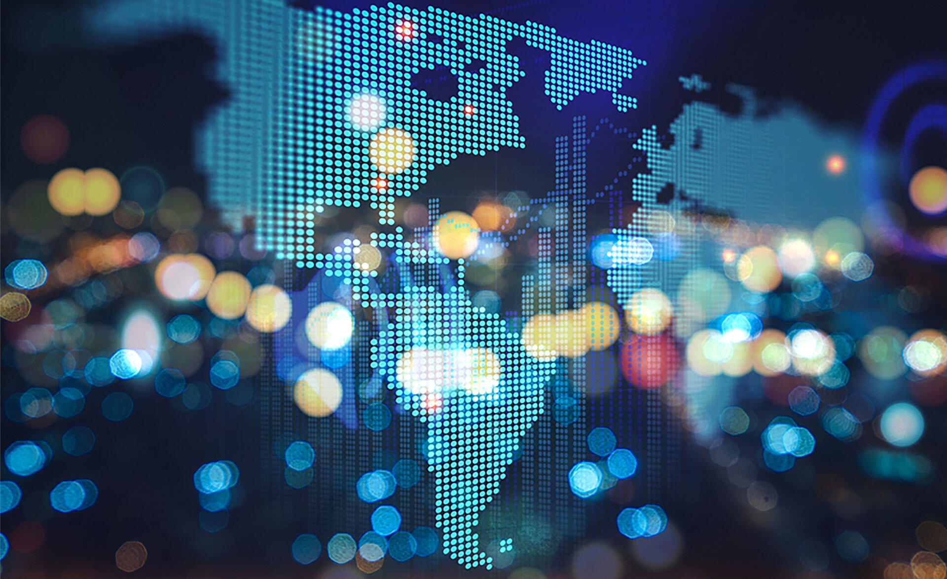 Digital world map demonstrating global cloud tax tax.