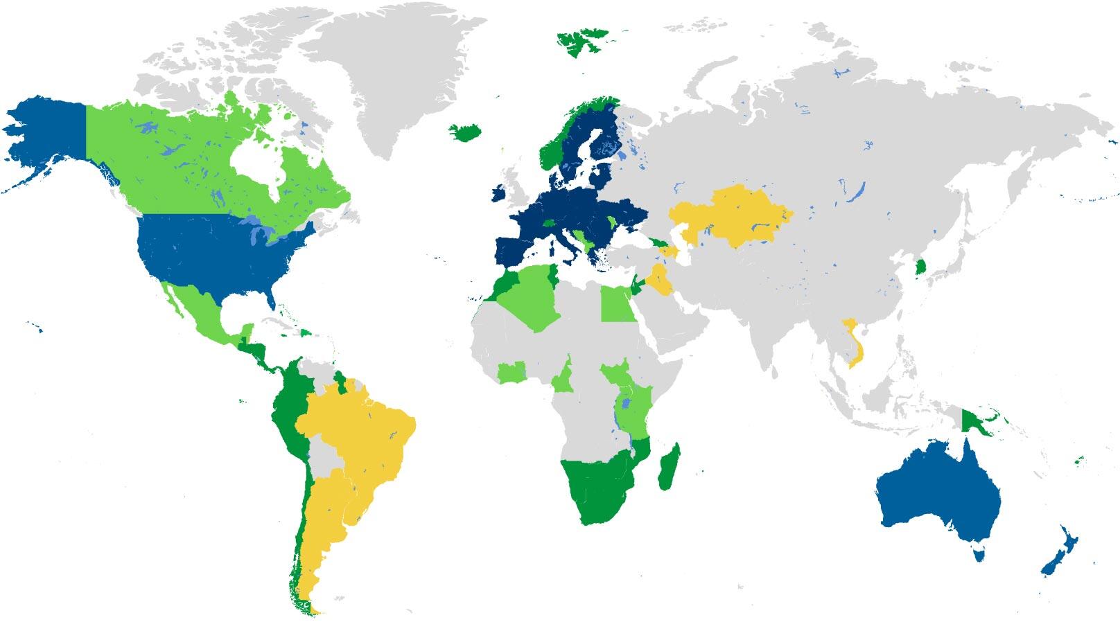 Map of UK Stance with Regard to Global Trade Deal Negotiations.