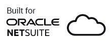 Built for Oracle Netsuite Badge, depicting a cloud icon to the right