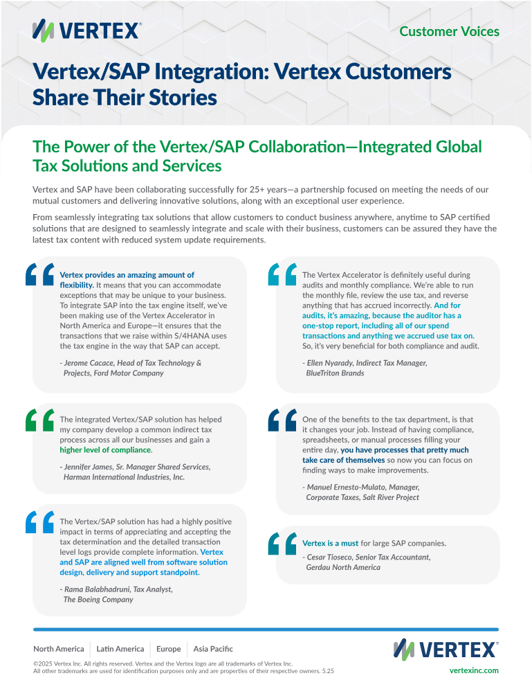Vertex & SAP Customers Share Their Success Stories PNG