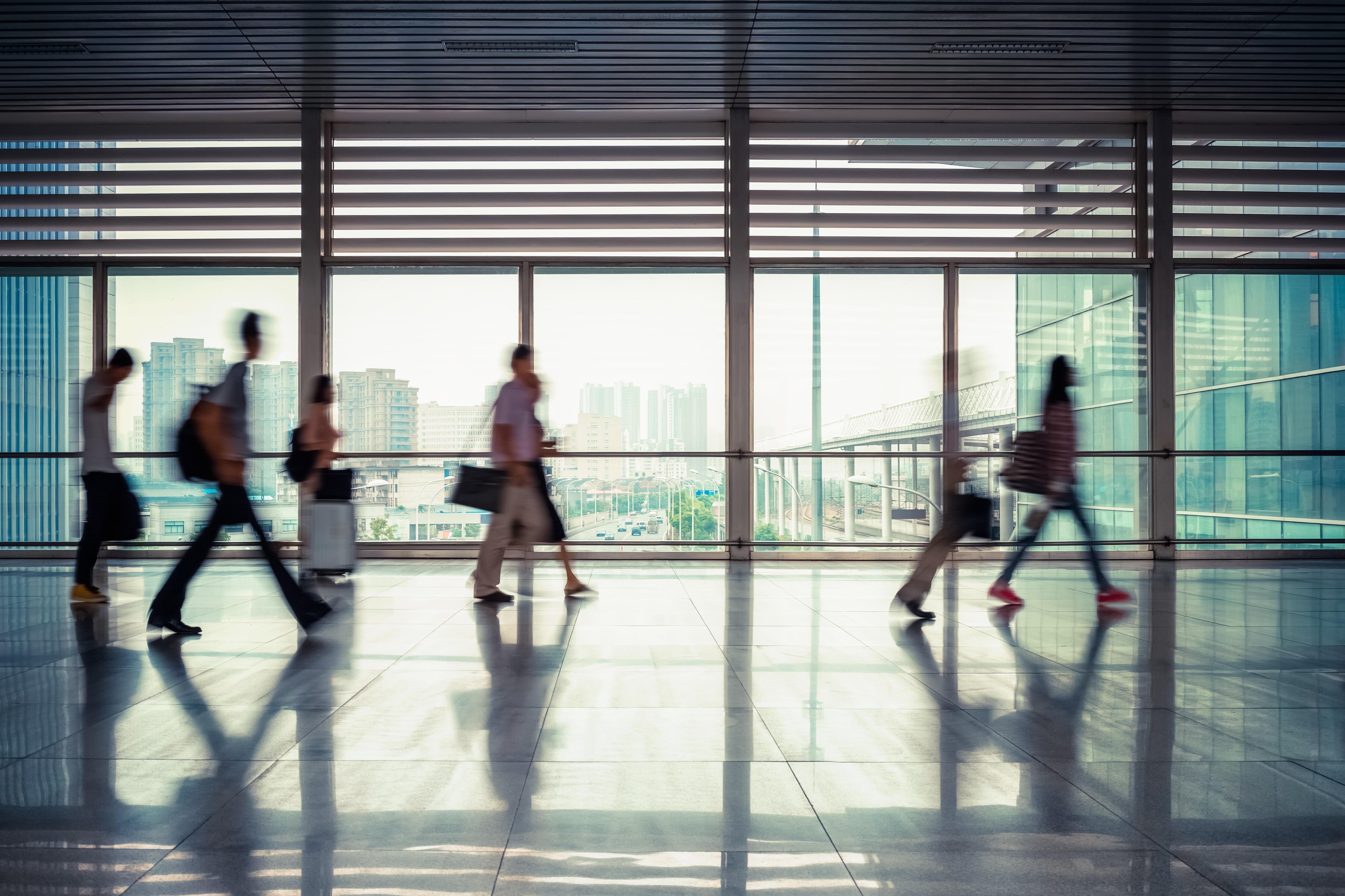 People walking in a building